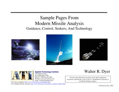 Sample Pages From Modern Missile Analysis Guidance, Control, Seekers, And Technology Applied Technology Institute 349 Berkshire Drive