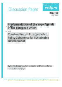 European Centre for Development Policy Management Discussion Paper  No. 197