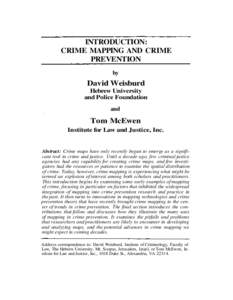 INTRODUCTION: CRIME MAPPING AND CRIME PREVENTION by  David Weisburd