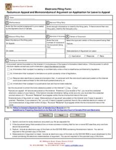 Electronic Filing Form:  Factums on Appeal and Memorandums of Argument on Leave