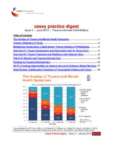 casey practice digest Issue 4 | June 2013 | Trauma-Informed Child Welfare Table of Contents The Overlap of Trauma and Mental Health Symptoms .............................................. 1 Trauma: Definition of Terms ..