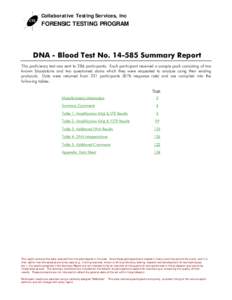 Collaborative Testing Services, Inc  FORENSIC TESTING PROGRAM DNA - Blood Test No[removed]Summary Report This proficiency test was sent to 286 participants. Each participant received a sample pack consisting of two