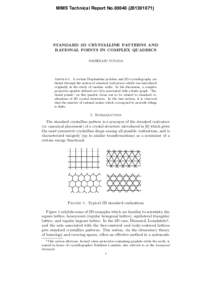 MIMS Technical Report No)  STANDARD 2D CRYSTALLINE PATTERNS AND RATIONAL POINTS IN COMPLEX QUADRICS TOSHIKAZU SUNADA