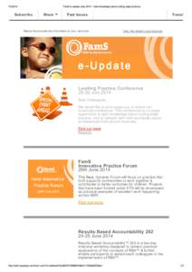 [removed]FamS e-update June[removed]Gain knowledge about cutting edge practice Subscribe