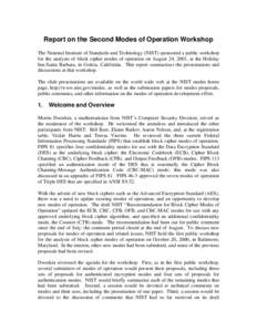 Report on the Second Modes of Operation Workshop (August 2001)
