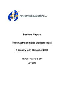 Australian Noise Exposure Index Report - Sydney Airport 1 January - 31 December 2009