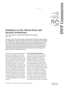 Imbalances in the African Peace and Security Architecture. The Current Approach to Capacity-building Needs to Be Challenged