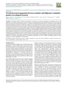 Toward increased engagement between academic and indigenous community partners in ecological research