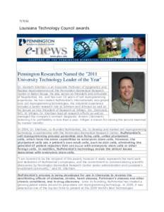Louisiana Technology Council awards Pennington Researcher Named the 