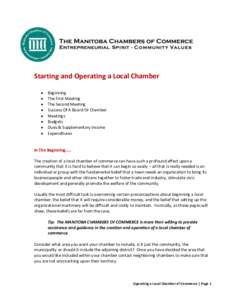 Starting and Operating a Local Chamber     