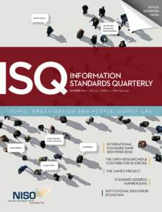 NR: I2 and ISNI: Improving the Information Supply Chain with Standard Institutional Identifiers