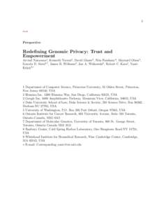 1 Draft Perspective  Redefining Genomic Privacy: Trust and