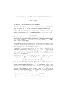 EUCLIDEAN QUADRATIC FORMS AND ADC-FORMS: I PETE L. CLARK We denote by N the non-negative integers (including 0). Throughout R will denote a commutative, unital integral domain and K its fraction ﬁeld. We write R• for