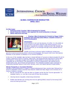 GLOBAL COOPERATION NEWSLETTER APRIL 2014 In this issue:  