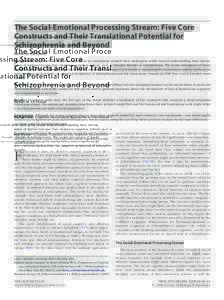 The Social-Emotional Processing Stream: Five Core Constructs and Their Translational Potential for Schizophrenia and Beyond Kevin N. Ochsner Background: Cognitive neuroscience approaches to translational research have ma