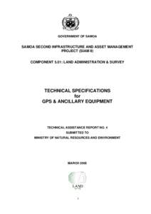 Specifications for GPS & Ancillary Equipment & Software