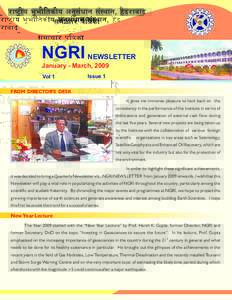 NGRI NEWSLETTER January - March, 2009 Vol 1 Issue 1