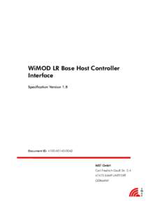 WiMOD LR Base Host Controller Interface Specification Version 1.8 Document ID: 