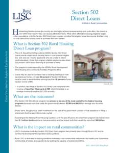 Section 502 Direct Loans At Work In Rural Communities.  H