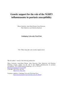 Genetic support for the role of the NLRP3 inflammasome in psoriasis susceptibility