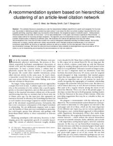 IEEE TRANSACTIONS ON BIG DATA  1 A recommendation system based on hierarchical clustering of an article-level citation network
