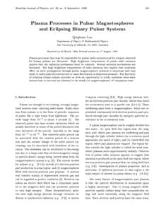 Brazilian Journal of Physics, vol. 28, no. 3, September, Plasma Processes in Pulsar Magnetospheres and Eclipsing Binary Pulsar Systems