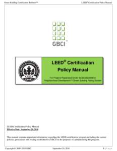 LEED® Certification Policy Manual  Green Building Certification Institute™ TM