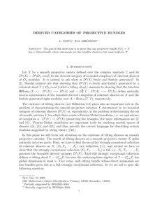 DERIVED CATEGORIES OF PROJECTIVE BUNDLES ∗∗ ´