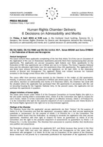 HUMAN RIGHTS CHAMBER FOR BOSNIA AND HERZEGOVINA PRESS RELEASE  !!!