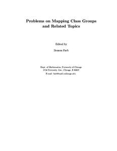 Problems on Mapping Class Groups and Related Topics Edited by Benson Farb