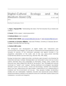 Digital-Cultural Ecology Medium-Sized City and