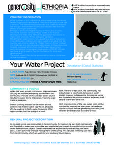 ETHIOPIA POPULATION: 91.1 MILLION 54.5 % without access to an improved water source. 92.4 % without adequate sanitation services.
