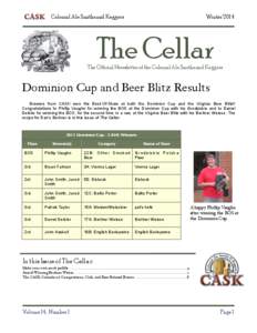 Colonial Ale Smiths and Keggers  Winter 2014 The Cellar