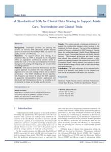 en49  Original Article A Standardized SOA for Clinical Data Sharing to Support Acute Care, Telemedicine and Clinical Trials