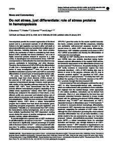 Do not stress, just differentiate: role of stress proteins in hematopoiesis