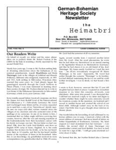 German-Bohemian Heritage Society Newsletter the  Heimatbri