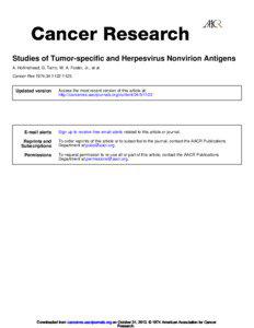 Studies of Tumor-specific and Herpesvirus Nonvirion Antigens A. Hollinshead, G. Tarro, W. A. Foster, Jr., et al. Cancer Res 1974;34:[removed].