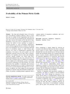 Evol Biol[removed]:126–139 DOI[removed]s11692[removed]RESEARCH ARTICLE  Evolvability of the Primate Pelvic Girdle