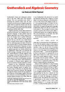Asia Pacific Mathematics Newsletter 1 Grothendieck and and Algebraic Algebraic Geometry