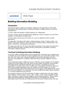 Autodesk Building Industry Solutions  White Paper Building Information Modeling Introduction