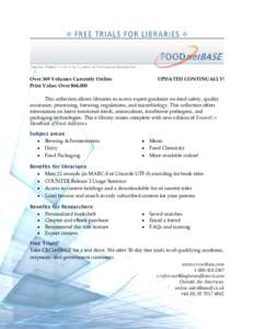FOOD netBASE Over 369 Volumes Currently Online Print Value: Over $66,000 UPDATED CONTINUALLY!