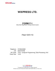 WIXPRESS LTD.  FORM F-1 (Securities Registration (foreign private issuer))
