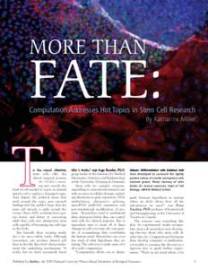 MORE THAN  FATE: Computation Addresses Hot Topics in Stem Cell Research