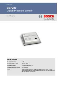 Data sheet  BMP280 Digital Pressure Sensor Bosch Sensortec