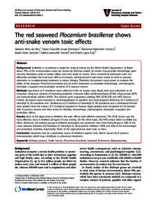 The red seaweed Plocamium brasiliense shows anti-snake venom toxic effects