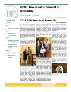 Governor’s Council on Disability Newsletter - Volume 2, Number 3, May 2016