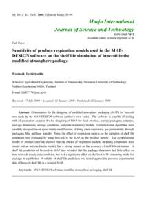 Mj. Int. J. Sci. Tech. 2009, 1(Special Issue), Maejo International Journal of Science and Technology ISSNAvailable online at www.mijst.mju.ac.th