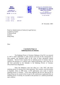 律政司 法律政策科 LC Paper No. CB[removed]DEPARTMENT OF JUSTICE Legal Policy Division
