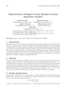 264  Genome Informatics 13: 264–Characteristics of Support Vector Machines in Gene Expression Analysis