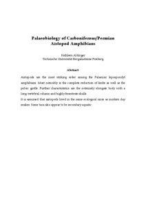 Palaeobiology of Carboniferous/Permian Aïstopod Amphibians Kathleen Aldinger